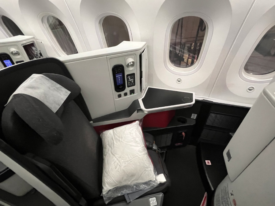 Business class seat on a plane