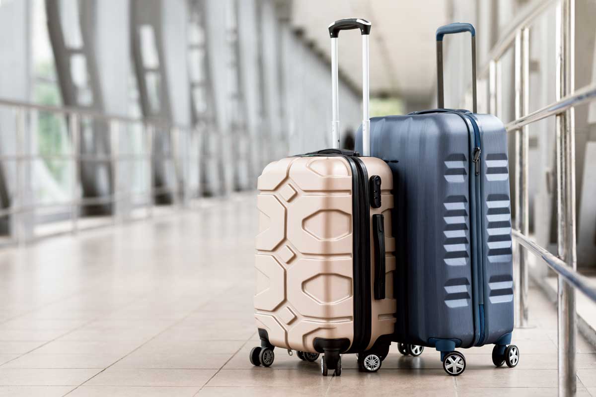 View of two suitcases in an airport