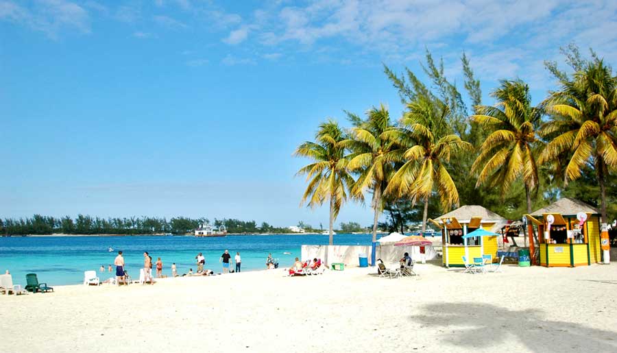 View of people enjoying their day on a City Beach at Nassau